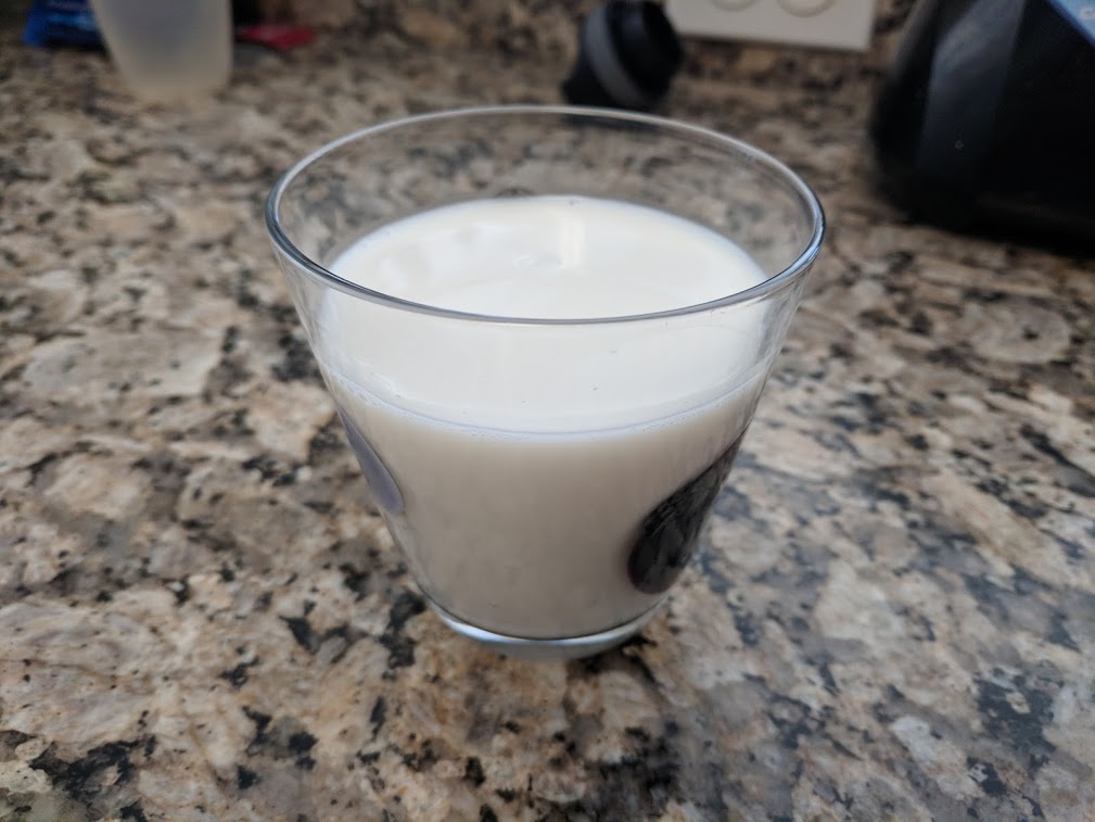 almond milk in a glass