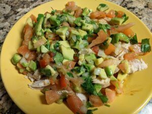 Cilantro-lime chicken with avocado salsa